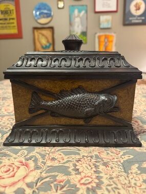 Decorative Fish Accent Box in Brown and Black - Home Accents